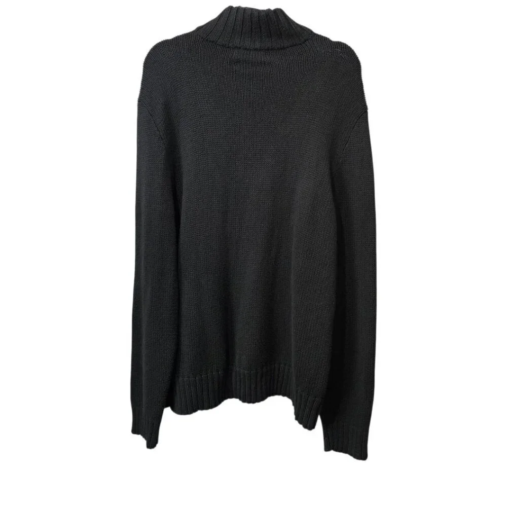 Polo Ralph Lauren Knit Mockneck Quarter Zip Cotton Black Sweater